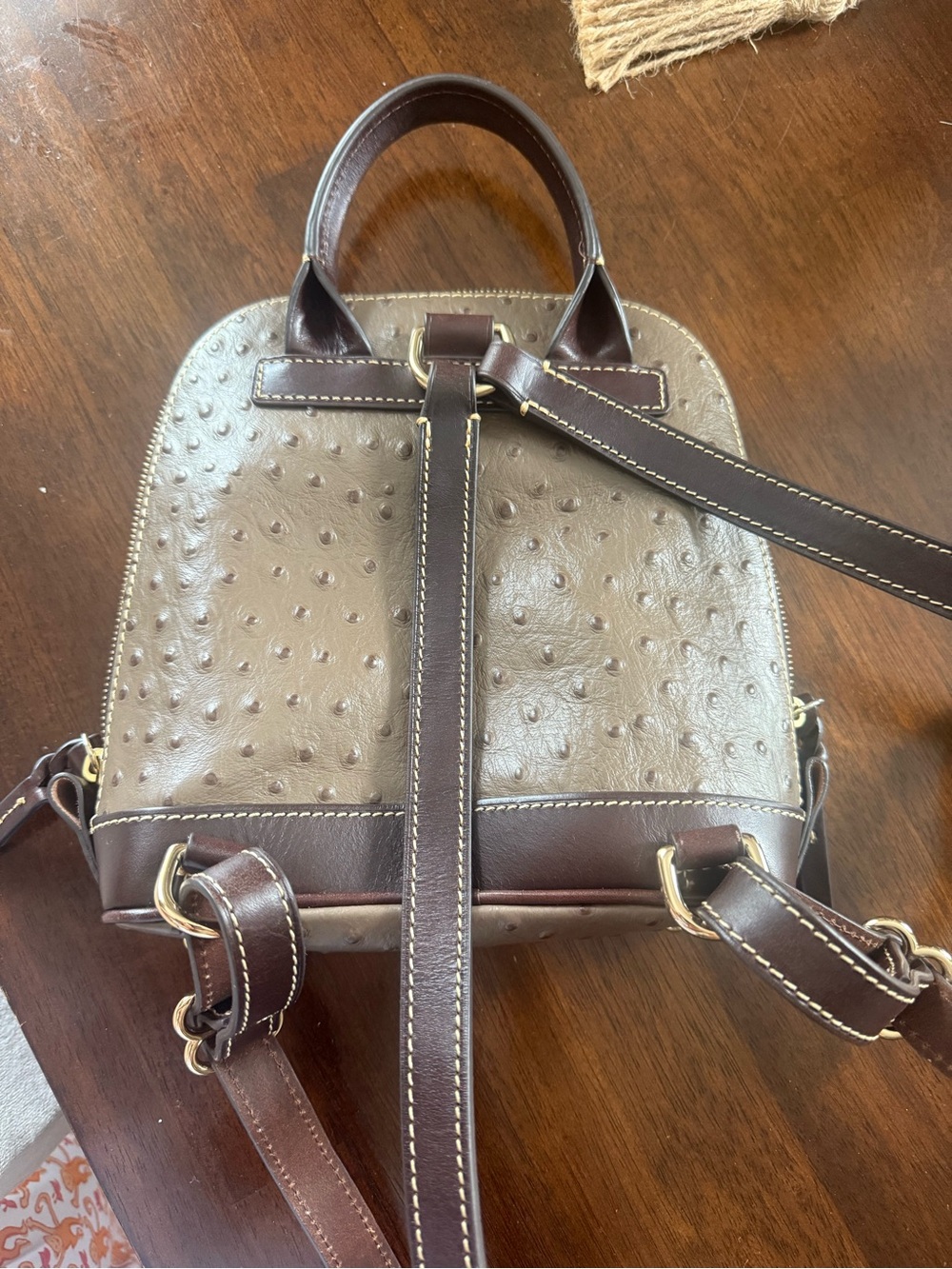 Brand new Dooney & Bourke Taupe and Brown Small Zip-Pod Backpack - Picture 3 of 4